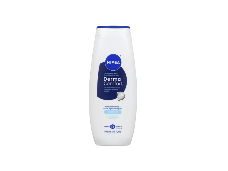 Nivea Derma Comfort Caring Body Wash, Hyaluronic Acid + Provitamin B5, 16.9 fl oz/500 mL, Pack Of 3