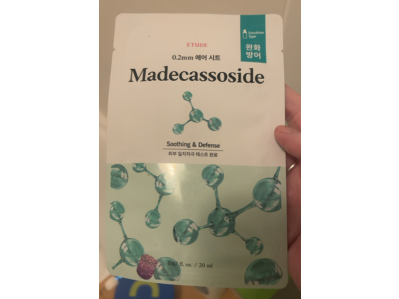 Etude Soothing & Defense 0.2 Air Mask, Madecassoside, 0.67 fl oz/20 mL
