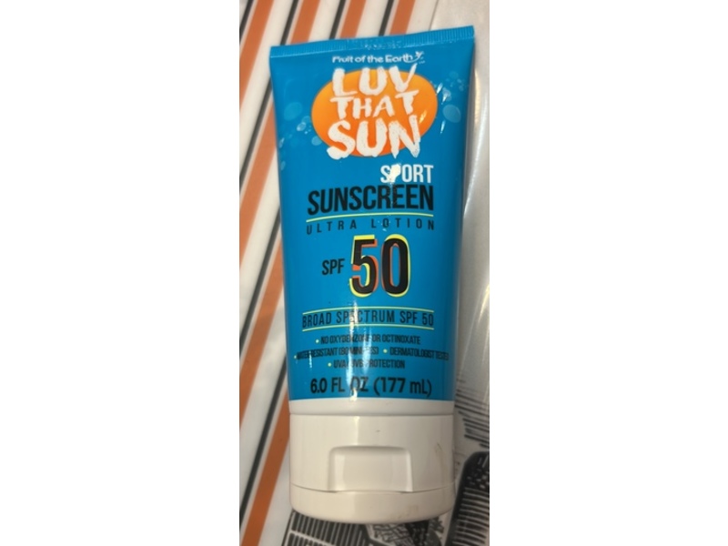 Fruit Of The Earth Luv That Sun Sport Sunscreen Ultra Lotion, SPF 50, 6 fl oz/177 mL
