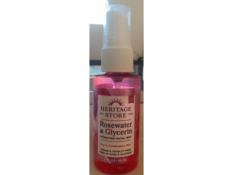 Heritage Store Hydrating Facial Mist, Rosewater & Glycerin, 2 fl oz/59 mL