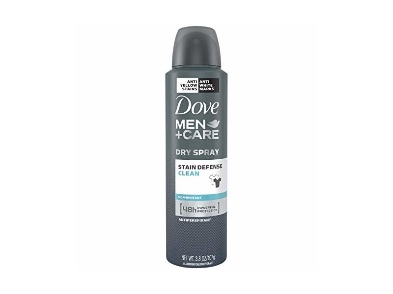 Dove Men+Care Stain Defense Clean Dry Spray Antiperspirant, 3.8 oz/107 g