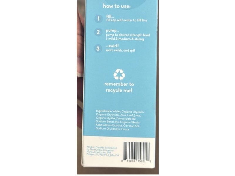 The Humble Co. Mouthwash Concentrate, Peppermint Push, 3.25 oz/96 mL