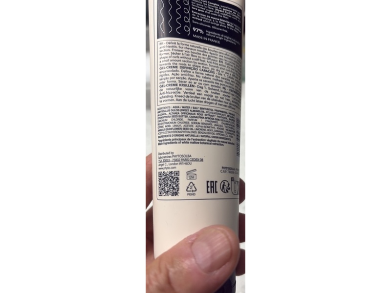 Phyto Curls Definition Gel-Cream, 5.07 fl oz/150 mL