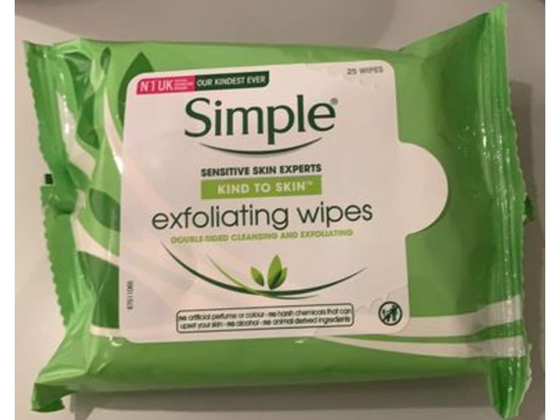 Simple Exfoliating Wipes, Kind To Skin, 25 Wipes