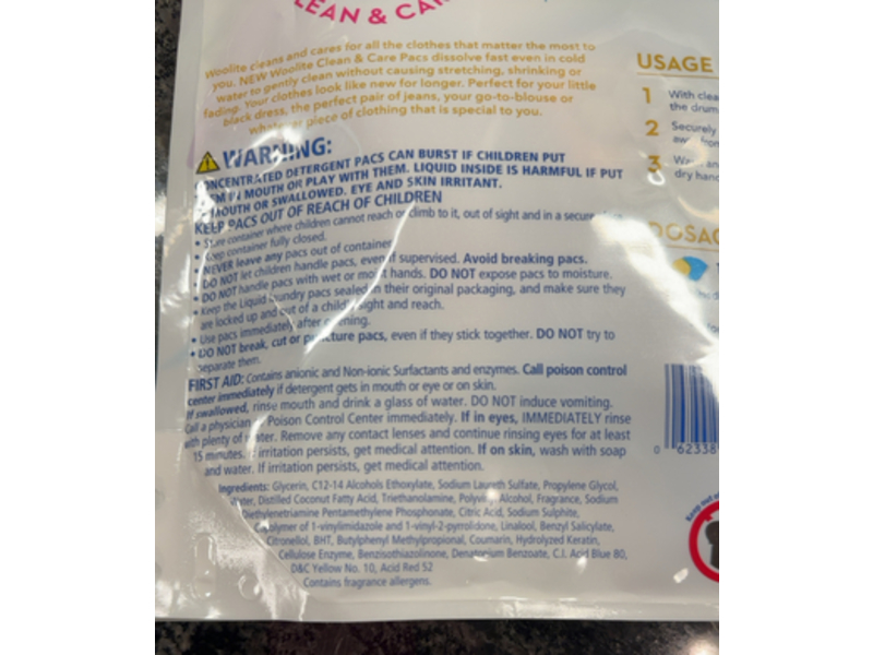 Woolite Clean & Care Detergent PACS, 23.2 oz/659 g, 30 Count