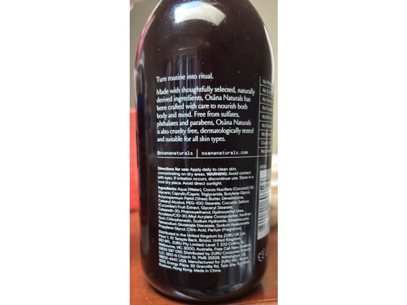 Osana Body Lotion, Peppermint + Cucumber, 15 fl oz/444 mL, Pack Of 2