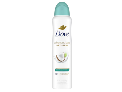 Dove Antiperspirant Deodorant Dry Spray, Coconut Water & Lime, 3.8 fl oz/107 g, Pac Of 3