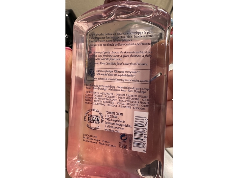 L'Occitane En Provence Shower Gel, Rose, 8.4 fl oz/250 mL
