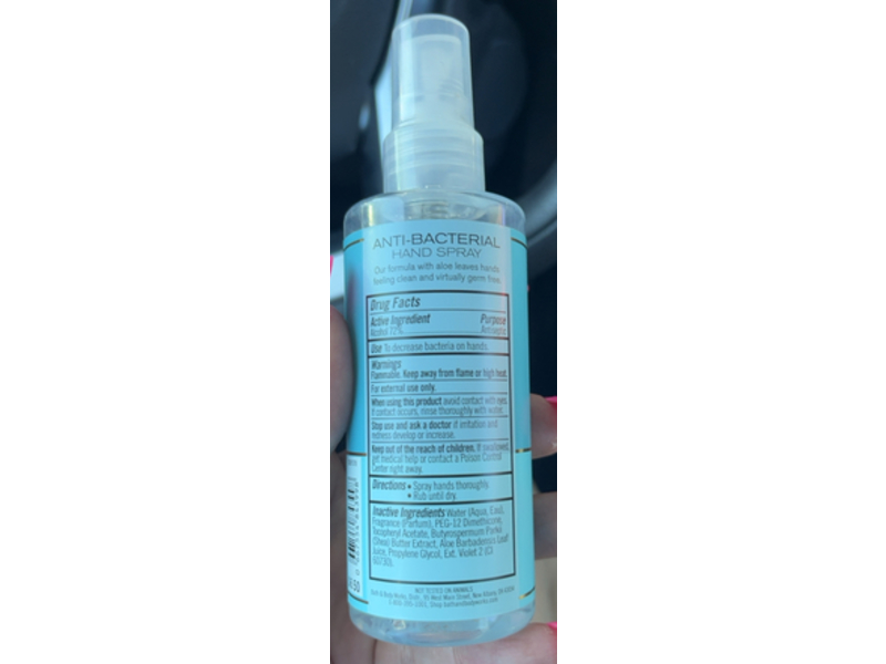 Bath & Body Works Anti-Bacterial Hand Spray, Crisp Morning Air, 3 fl oz/88 mL