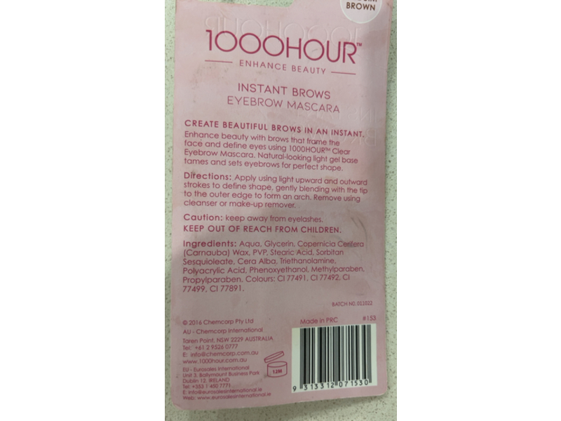 1000 Hours Tinted Eyebrow Mascara, Medium Brown, 0.21 oz/6 g