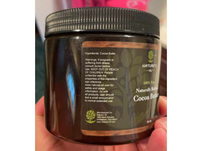Nature's Oil 100% Pure Naturally Refined Cocoa Butter, 16 oz