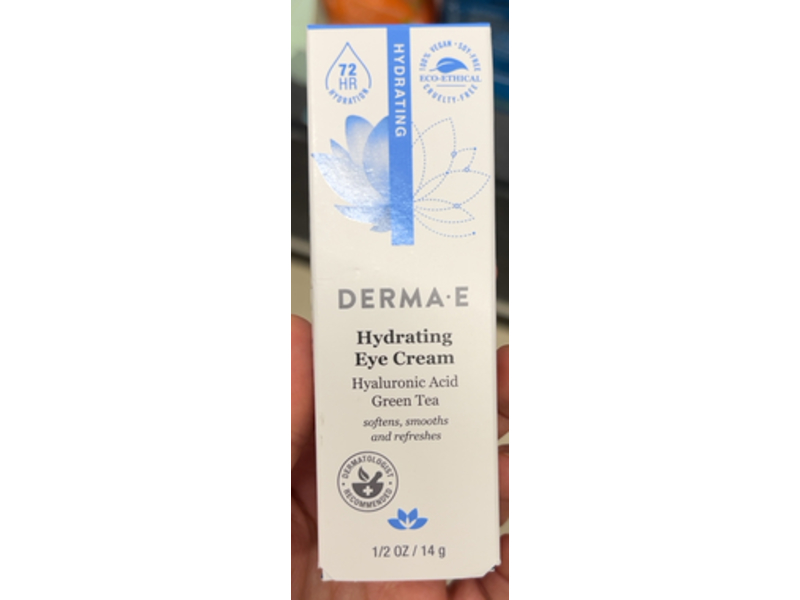 Derma.E Hydrating Eye Cream, Hyaluronic Acid + Green Tea, 1/2 oz/14 g