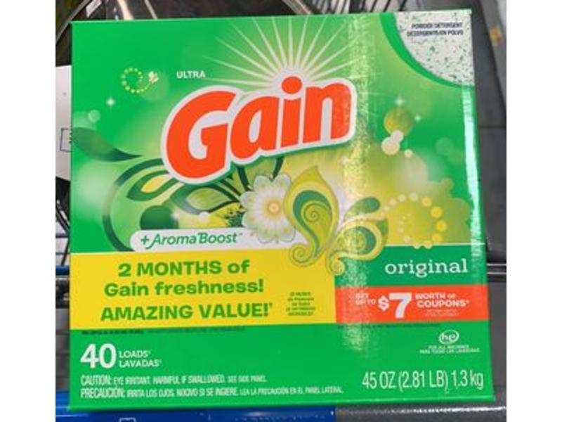 Gain Powder Laundry Detergent, Original, 40 Loads, 45 oz/1.3 kg