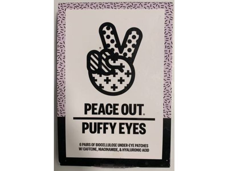 Peace Out Puffy Eyes Biocellulose Under-Eye Patches, Caffeine, Niacinamide & Hyaluronic Acid, 6 Pairs