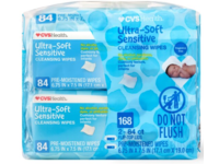 CVS Health Ultra-Soft Sensitive Cleansing Wipes, Fragrance Free, Pack Of 2, 168 Count - thumbnail 1