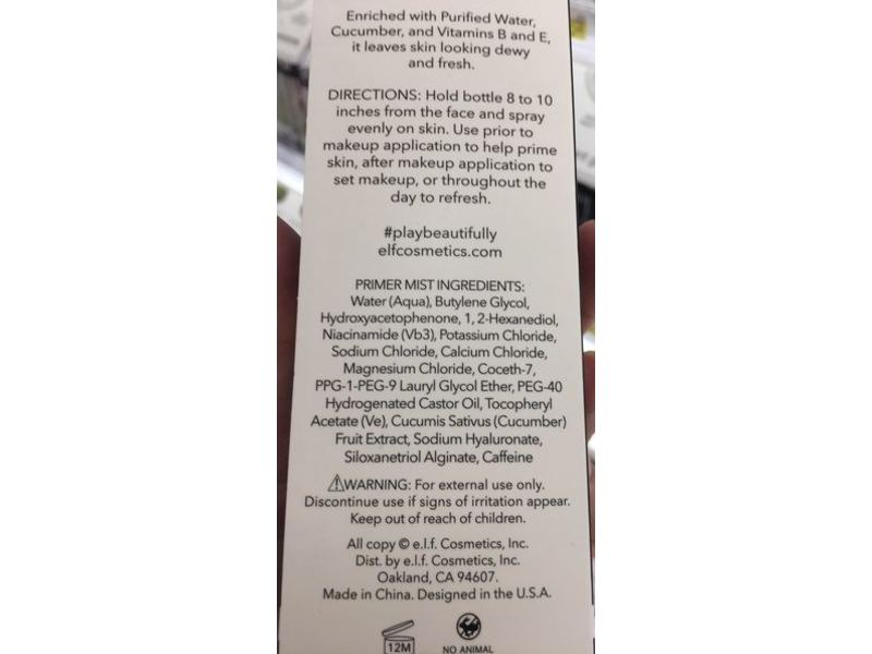 e.l.f. Aqua Beauty Aqua Primer Mist, Clear, 1.01 fl oz/30 mL