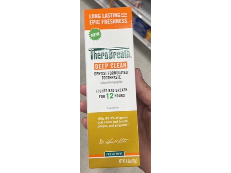 TheraBreath Deep Clean Toothpaste, Fresh Mint, 4 oz/113 g, Pack Of 2