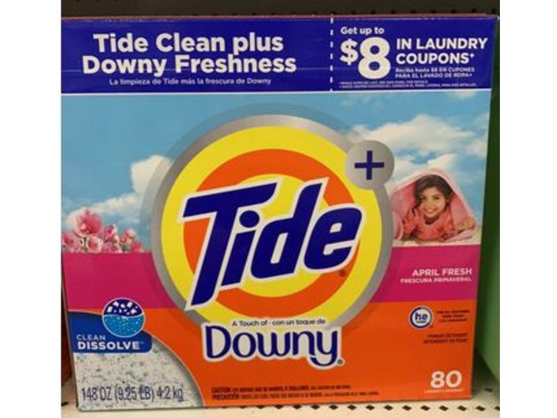 Tide Plus Downy Laundry Powder Detergent, April Fresh, 80 Loads, 148 oz/4.2 kg