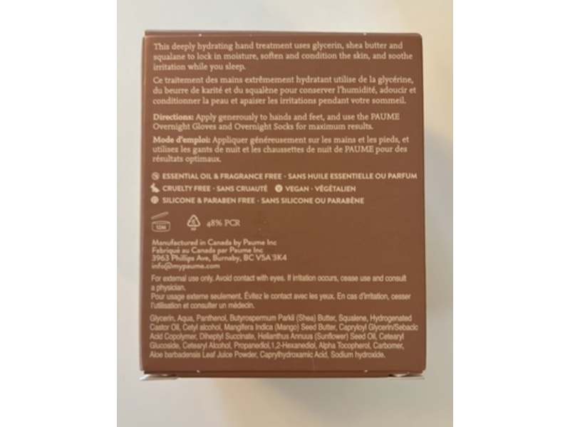 Paume Overnigt Hand & Foot Hydration Mask Refill, Unscented, 3.4 fl oz/100 mL