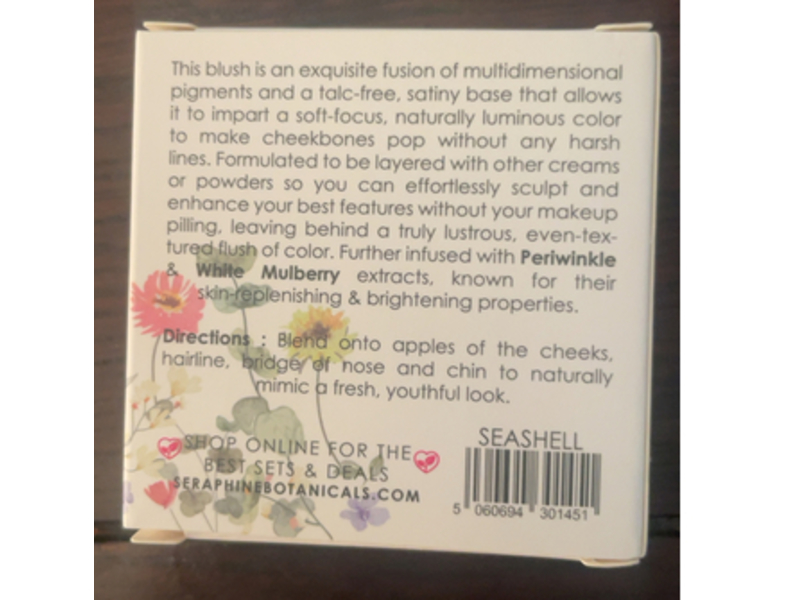 Seraphine Botanicals Periwinkle + Pop Soft Sculpting Blush, Seashell, 0.09 oz/2.5 g