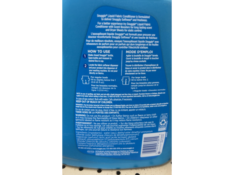 Snuggle Fabric Conditioner, Blue Sparkle, 138 Loads, 111 fl oz/3.28 L