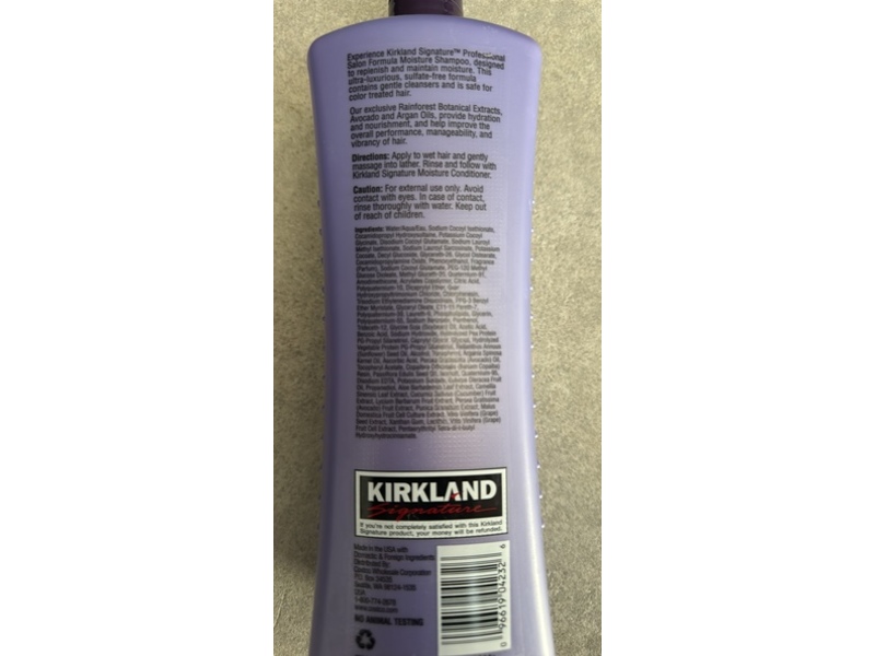 Kirkland Signature Moisture Shampoo, 33.8 oz/1 L