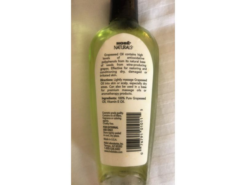 Hobe Naturals Grapeseed Oil, Restores & Conditions, 4 fl oz / 118 mL