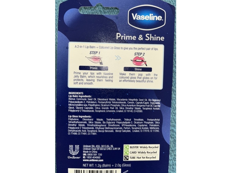 Vaseline Prime & Shine Plum Lip Balm + Lip GLoss Kit, Plum Red