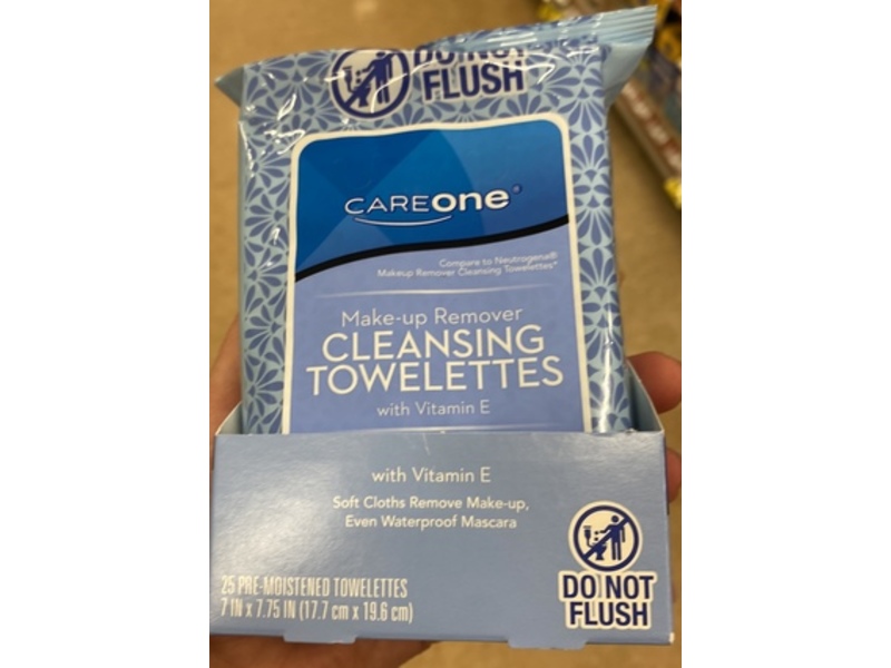 Care One Make-Up Remover Cleansing Towelettes, Vitamin E, 25 Count