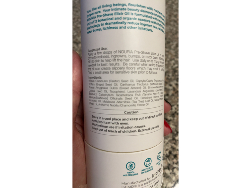 IntiMd Nouria Intimate Pre-Shave Elixir Oil, 5.61 oz/159g