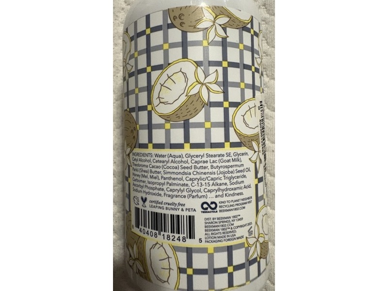 Beekman 1802 Goat Milk Hand & Body Lotion, Coconut Cream, 12.5 fl oz/370 mL