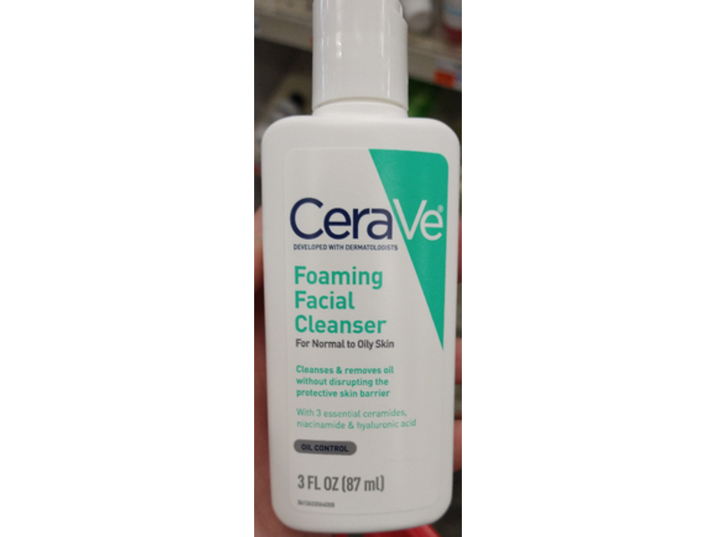 CeraVe Foaming Facial Cleanser, Normal to Oily Skin, 3 fl oz/87 mL