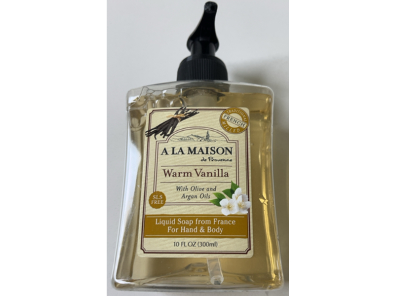A La Maison de Provence Hand & Body Liquid Soap, Warm Vanilla, 10 fl oz/300 mL