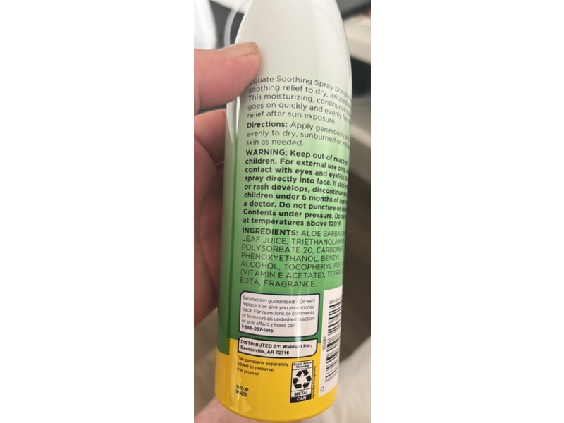 Equate Soothing Spray, Aloe, 6.3 oz/178 g