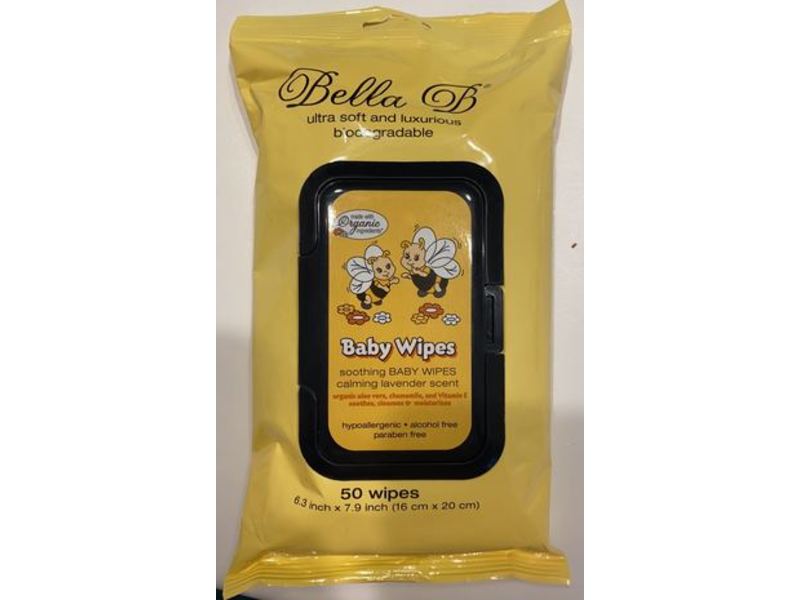 Bella B Soothing Baby Wipes, Lavender Scent, 50 Count