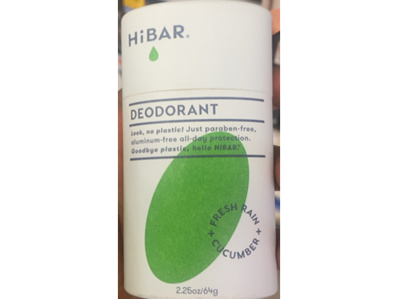 HiBAR Deodorant, Fresh Rain + Cucumber, 2.25 oz/64 g