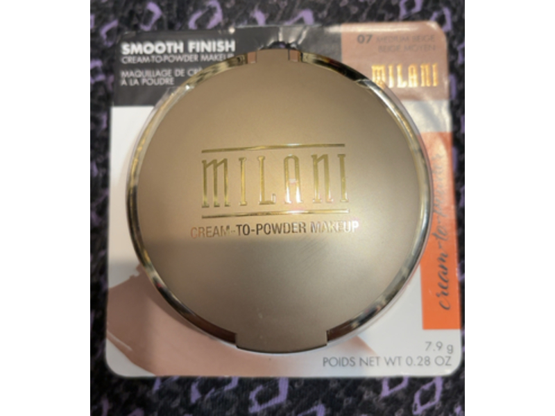 Milani Smooth Finish Cream-To-Powder Makeup, 07 Medium Beige, 0.28 oz/7.9 g