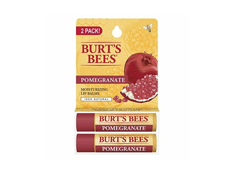 Burt's Bees Moisturizing Lip Balm, Pomegranate, 0.30 oz/8.50 g, Pack Of 2