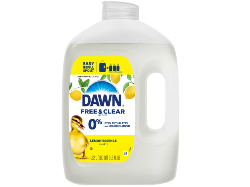 Dawn Free & Clear Dishwashing Liquid, Lemon Essence Scent, 51.5 fl oz/1.52 L