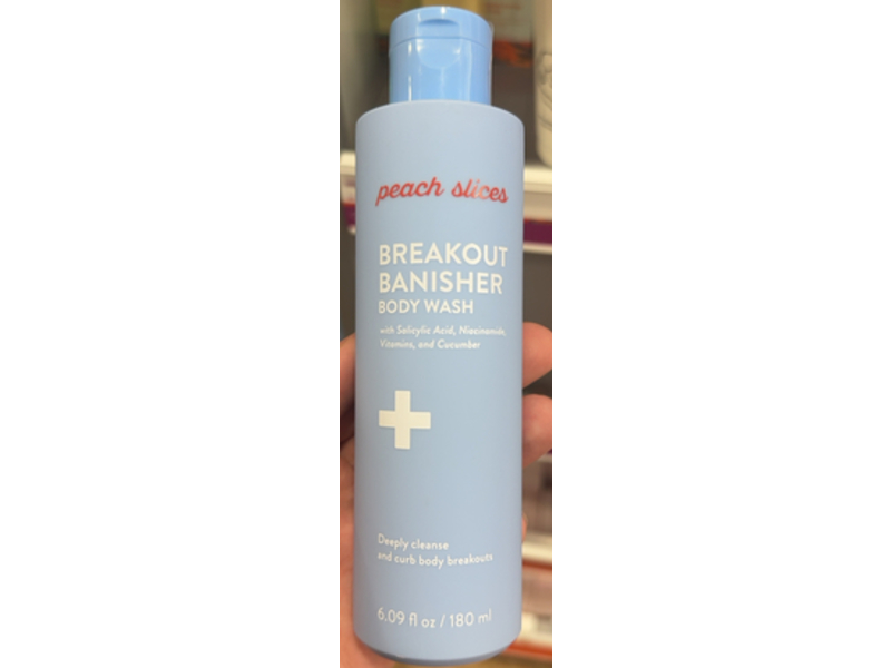 Peach & Lily Peach Slices Breakout Banisher Body Wash, Salicylic Acid, Niacinamide Vitamins & Cucumber, 6.09 fl oz/180 mL