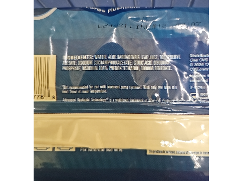 Total Home Premoistened XL Flushable Wipes, Aloe & Vitamin E, 60 Count