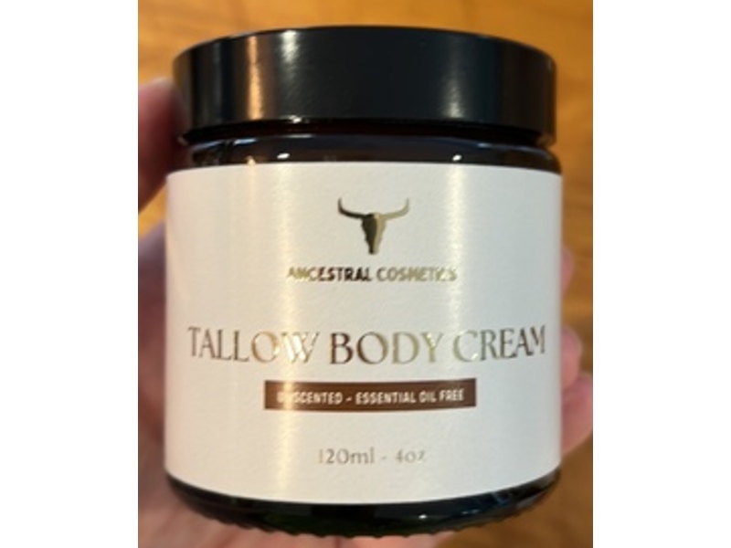 Ancestral Cosmetics Tallow Body Cream, Unscented, 4 oz/120 mL
