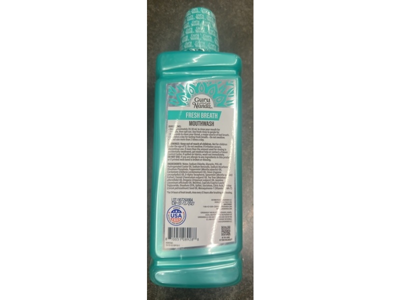 Guru Nanda Mouthwash, Fresh Breath, 33.8 fl oz/1 L