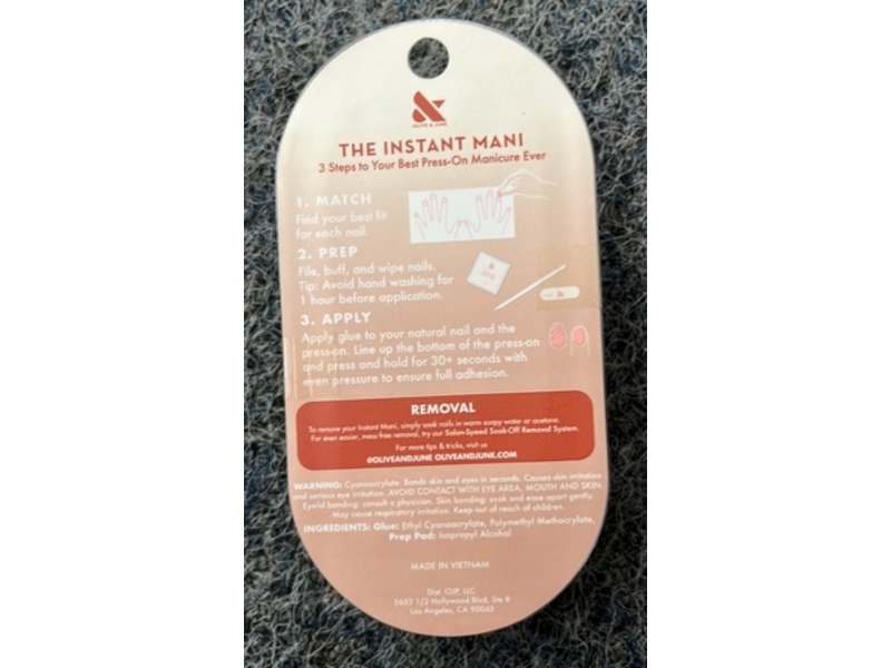 Olive & June Manimalist Instant Mani Press-Ons, Rose Syrup Gradient, 0.07 fl oz/2 mL, 42 Count