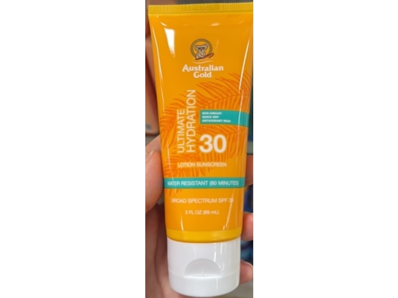 Australian Gold Ultimate Hydration Sunscreen Lotion, SPF 30, 3 fl oz/89 mL