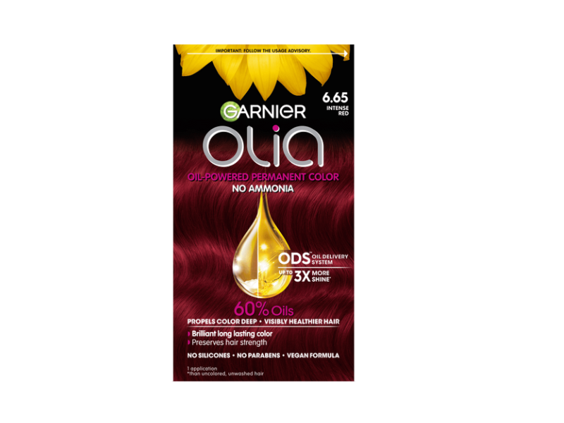 Garnier Olia Permanent Hair Color, 6.65 Intense Red, 6.3 fl oz, Pack Of 2
