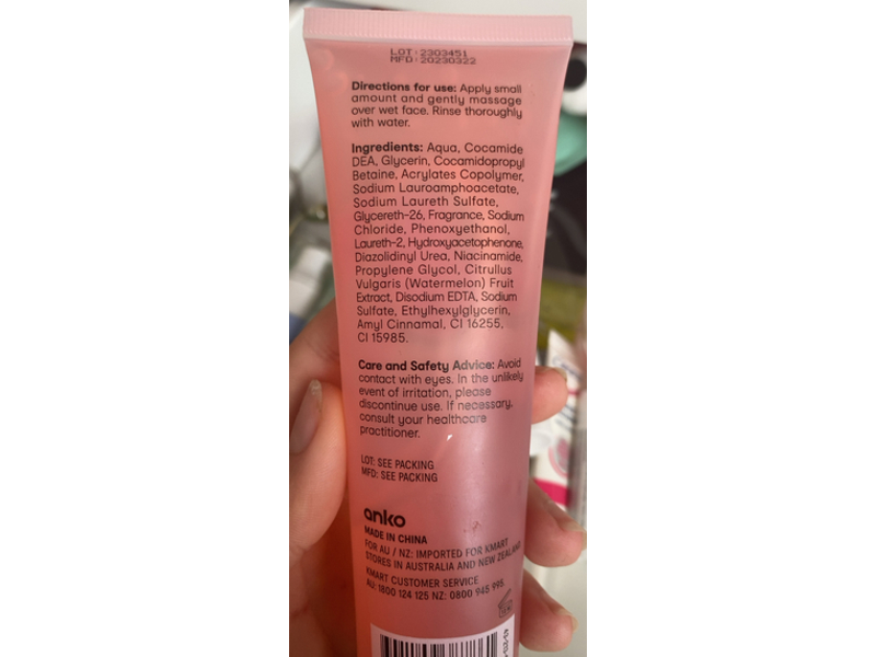 Anko Moisturizing Jelly Facial Cleanser, Watermelon, 90 mL