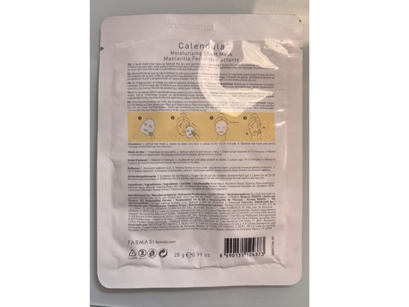 Farmasi Dr. C. Tuna Calendula Moisturizing Sheet Mask, 0.99 oz/28 g