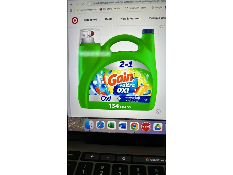 Gain 2 In 1 Ultra Oxi + Water Fall Delight He Laundry Detergent, 134 Loads, 194 fl oz/5.73 L