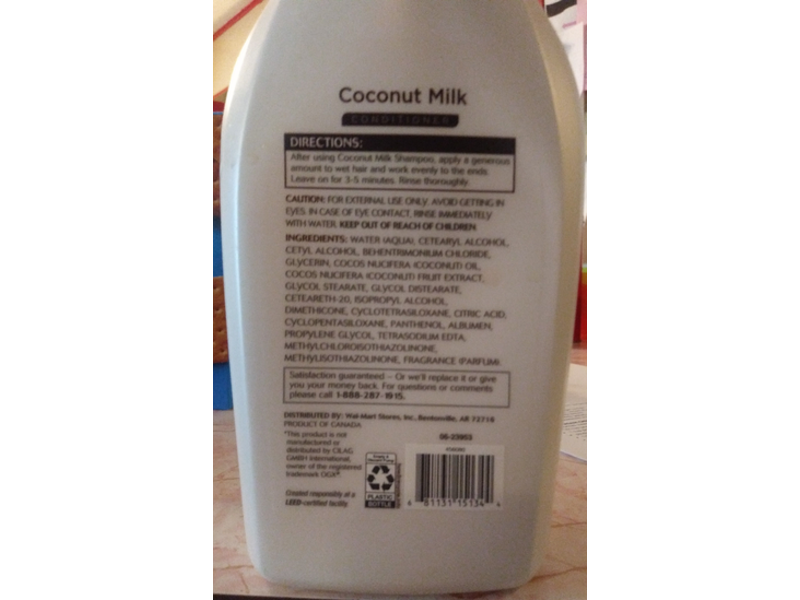 Equate Beauty Conditioner, Coconut Milk, 33.8 fl oz/1 L